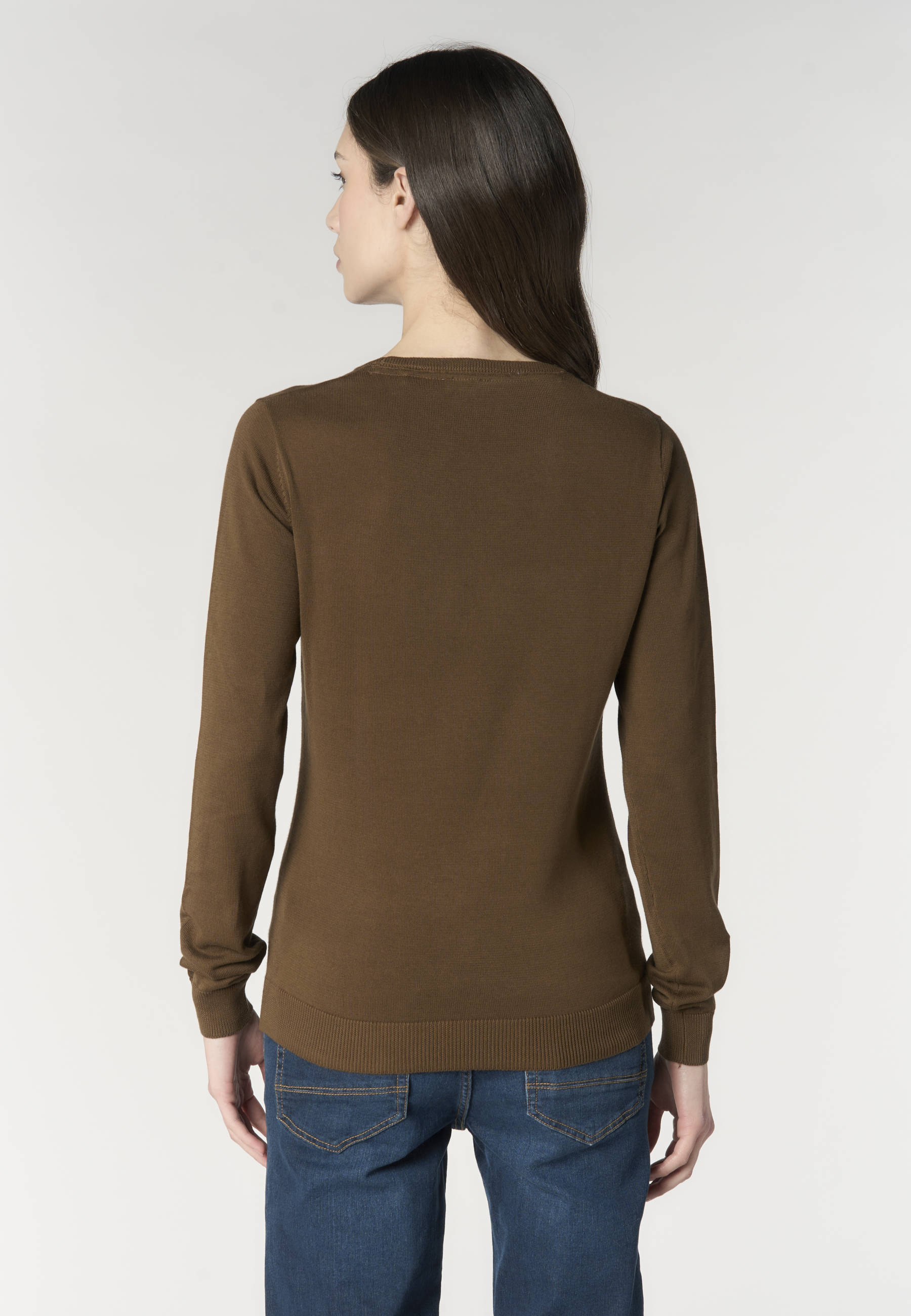 Maglia girocollo da donna in cotone con logo