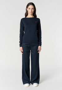 Maglia girocollo da donna in cotone con logo