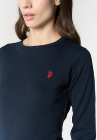 Maglia girocollo da donna in cotone con logo