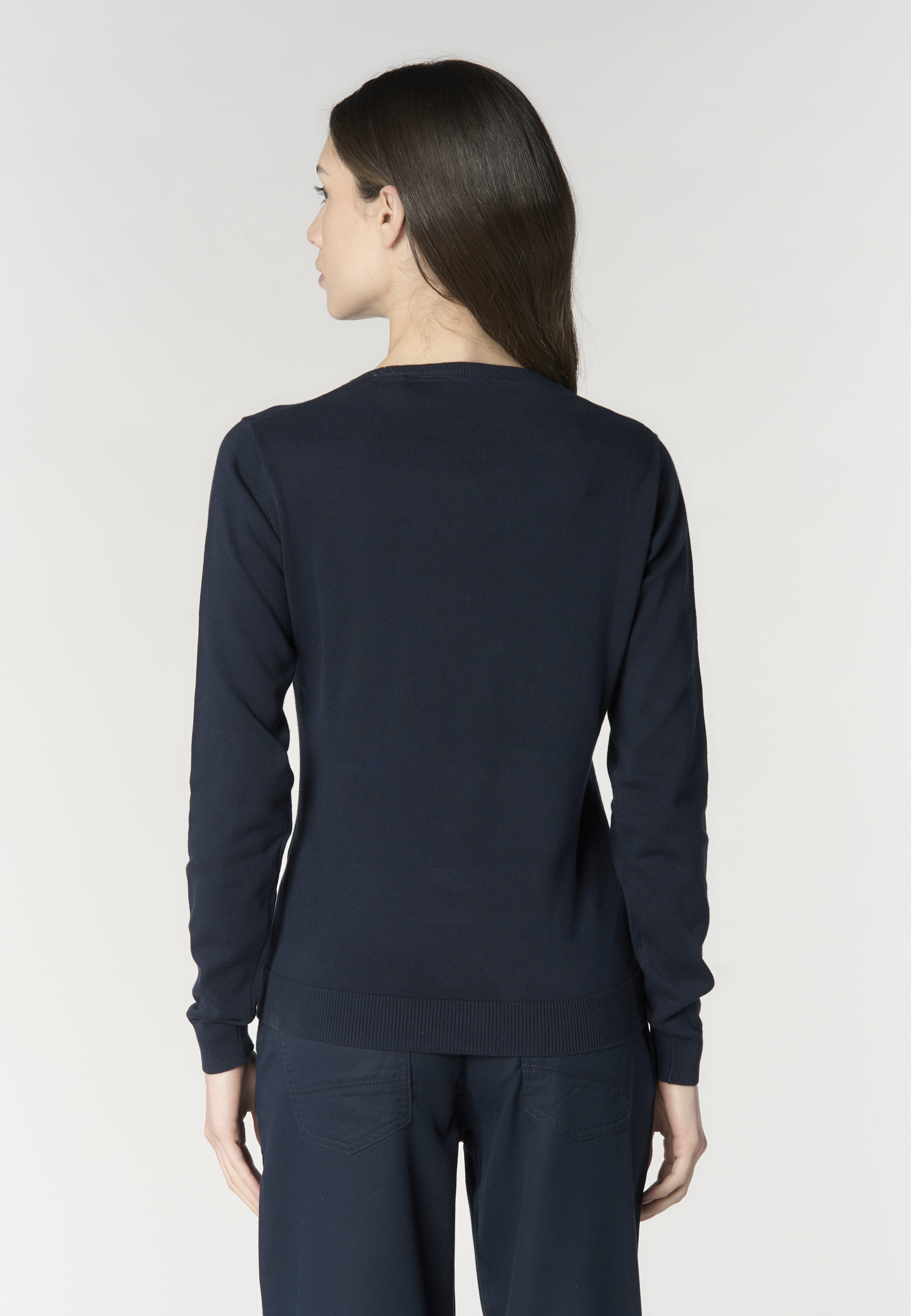 Maglia girocollo da donna in cotone con logo