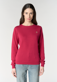 Maglia girocollo da donna in cotone con logo