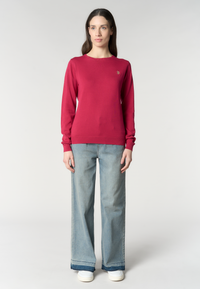 Maglia girocollo da donna in cotone con logo