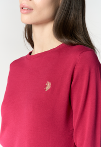 Maglia girocollo da donna in cotone con logo