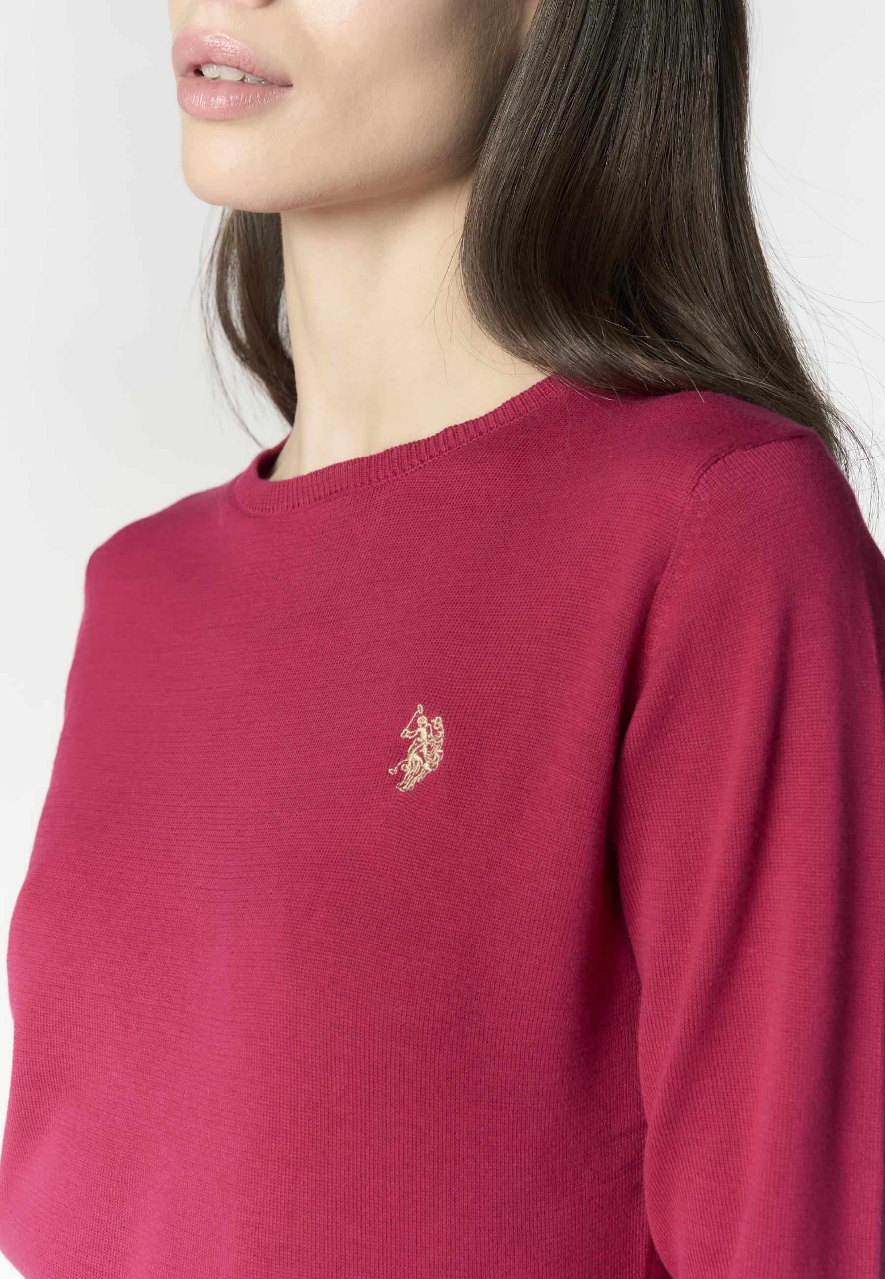 Maglia girocollo da donna in cotone con logo