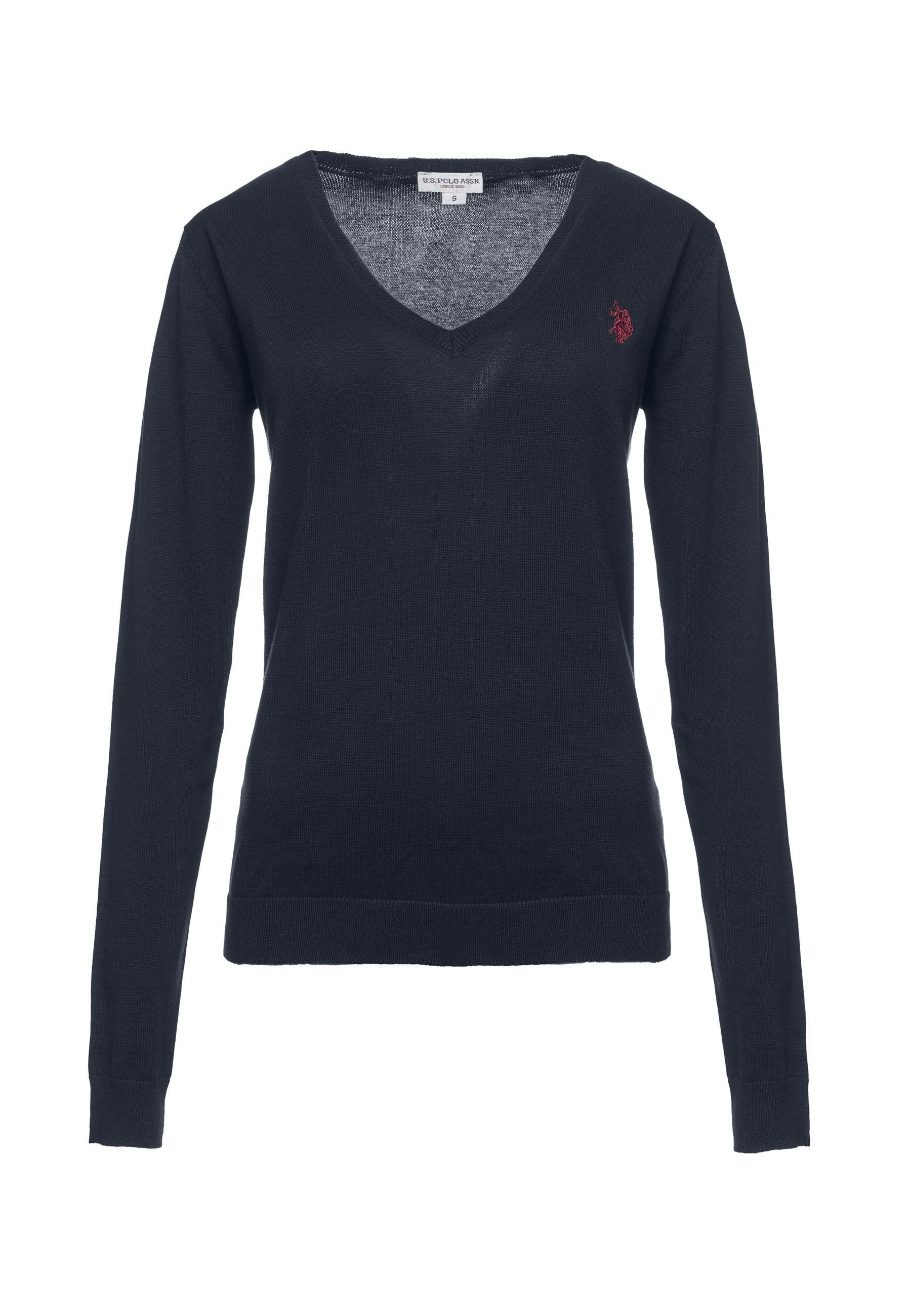 Maglia in cotone da donna con scollo a V e logo ricamato