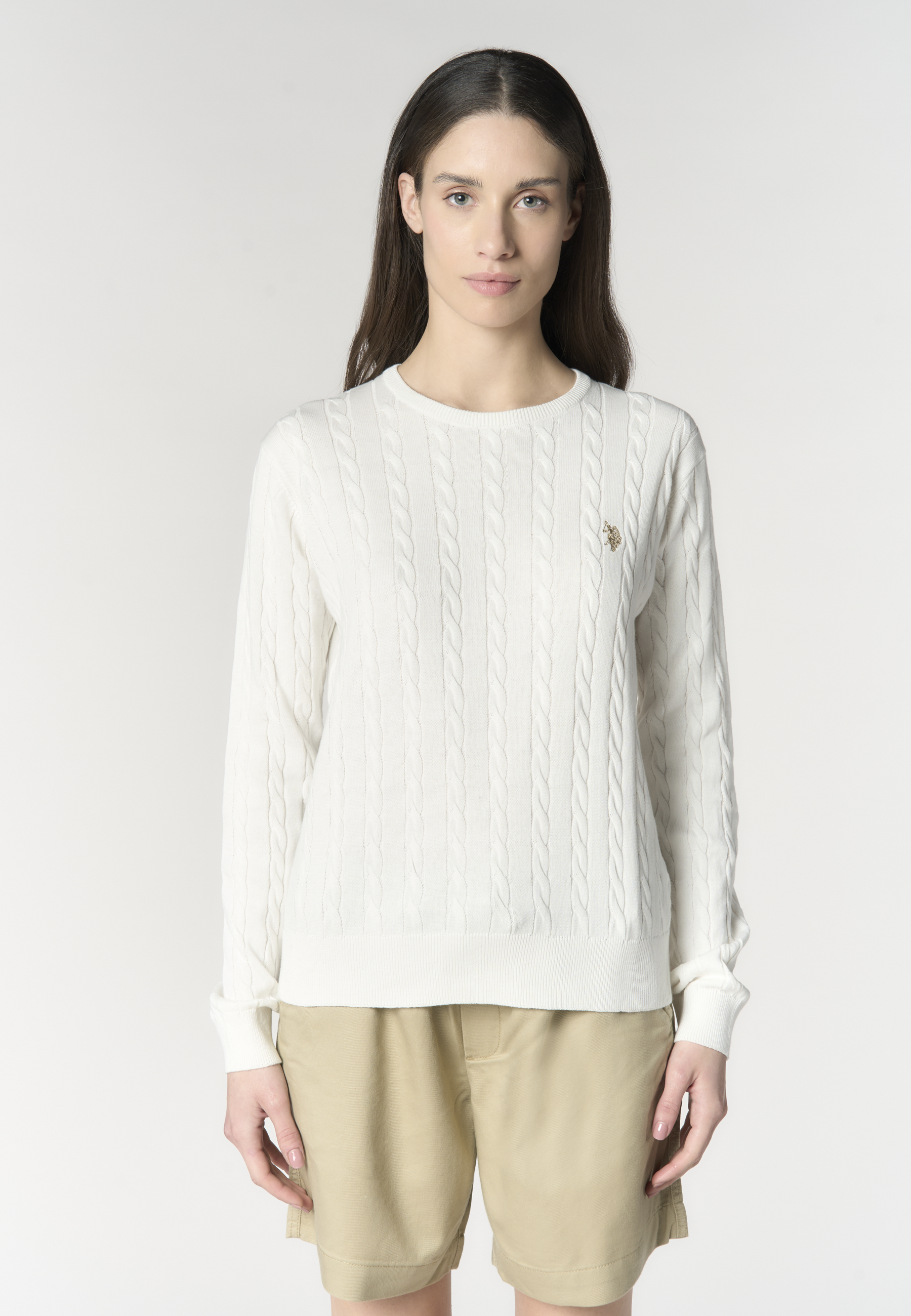 Maglia con lavorazione a treccia in cotone