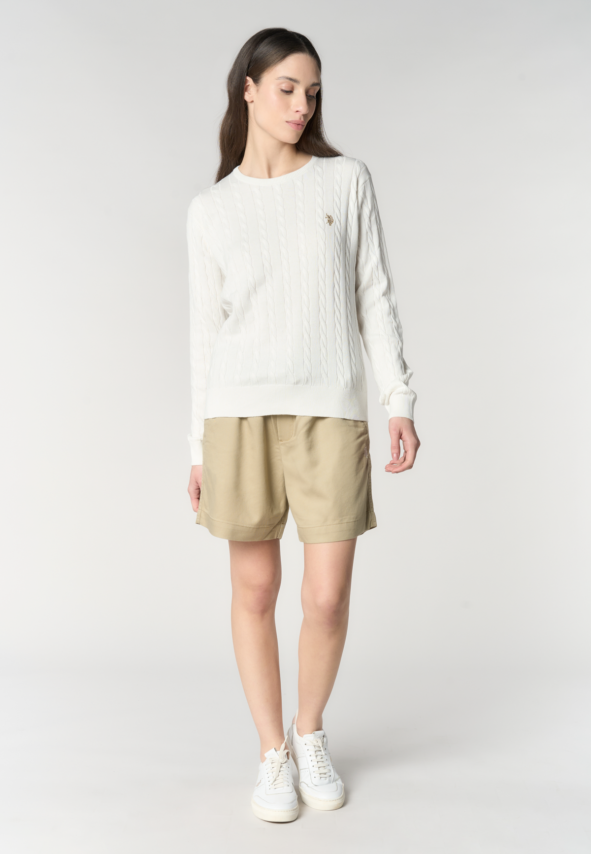 Maglia con lavorazione a treccia in cotone