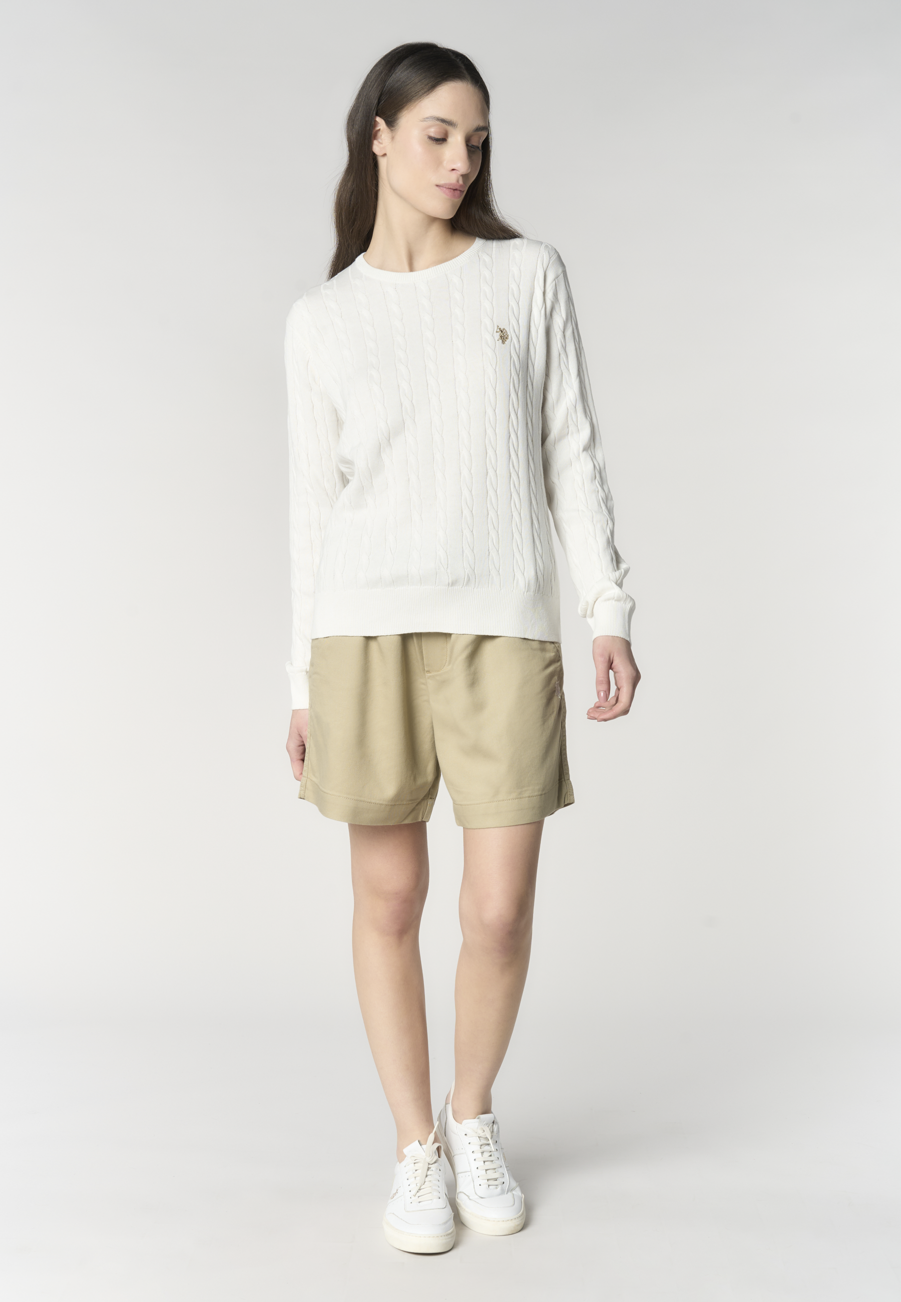 Maglia con lavorazione a treccia in cotone