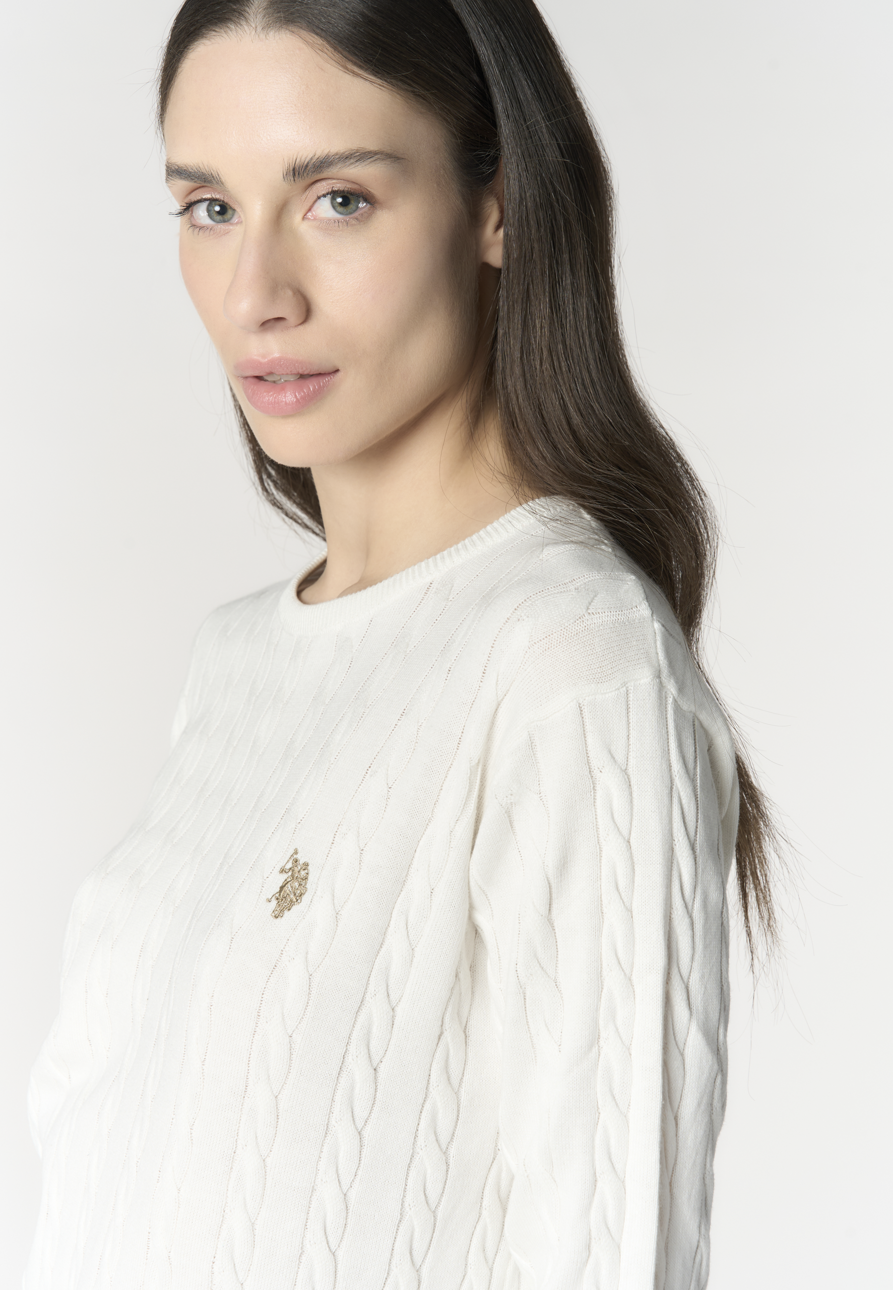 Maglia con lavorazione a treccia in cotone