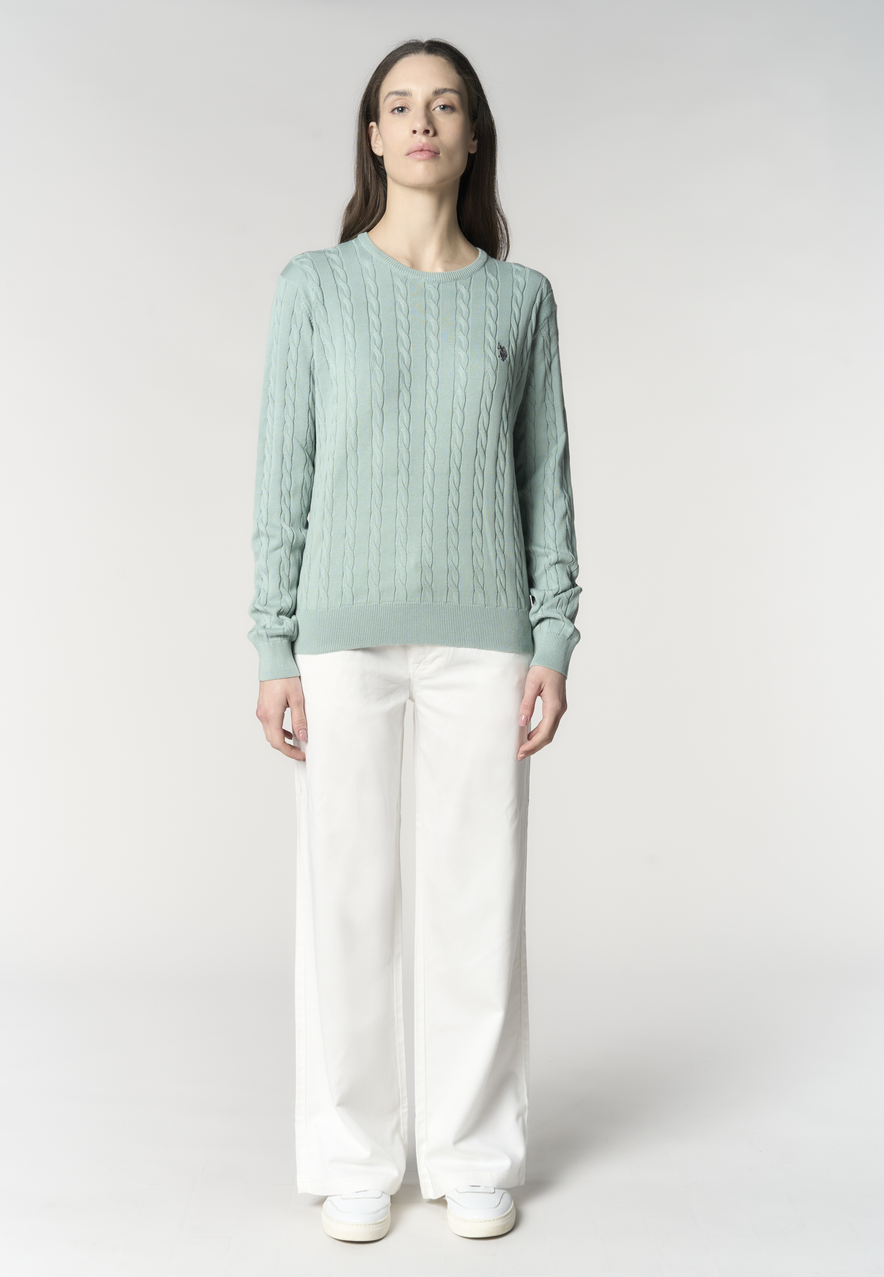 Maglia con lavorazione a treccia in cotone