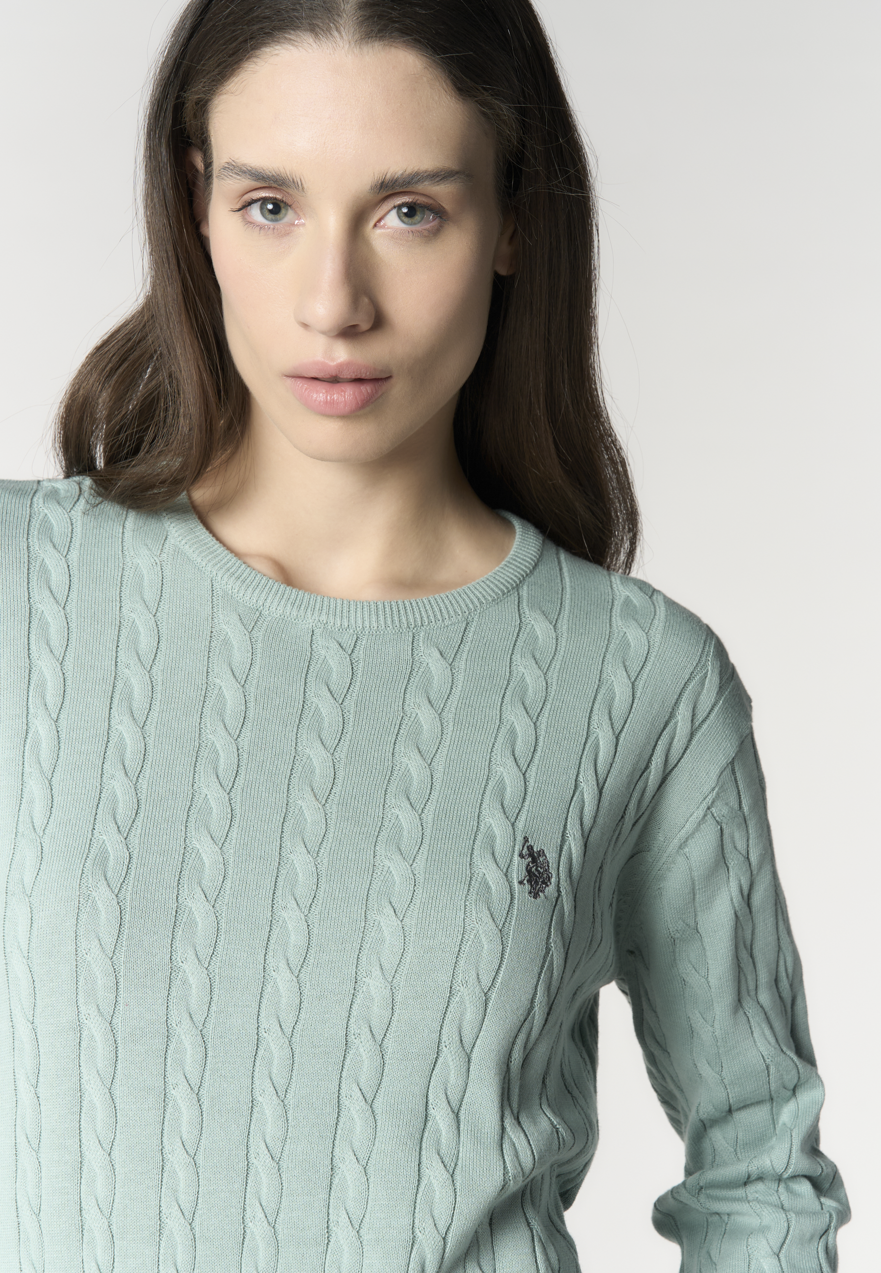 Maglia con lavorazione a treccia in cotone