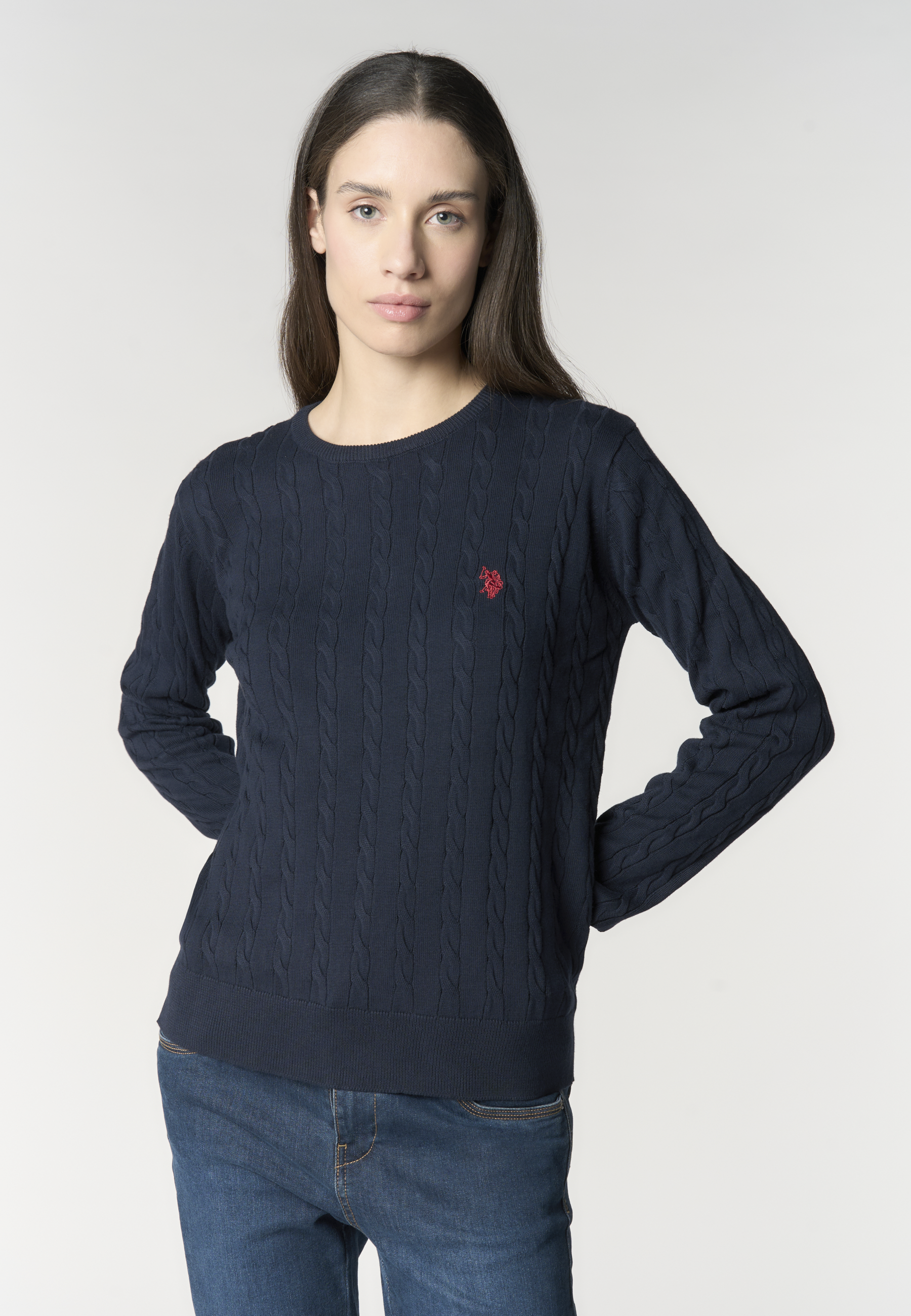 Maglia con lavorazione a treccia in cotone