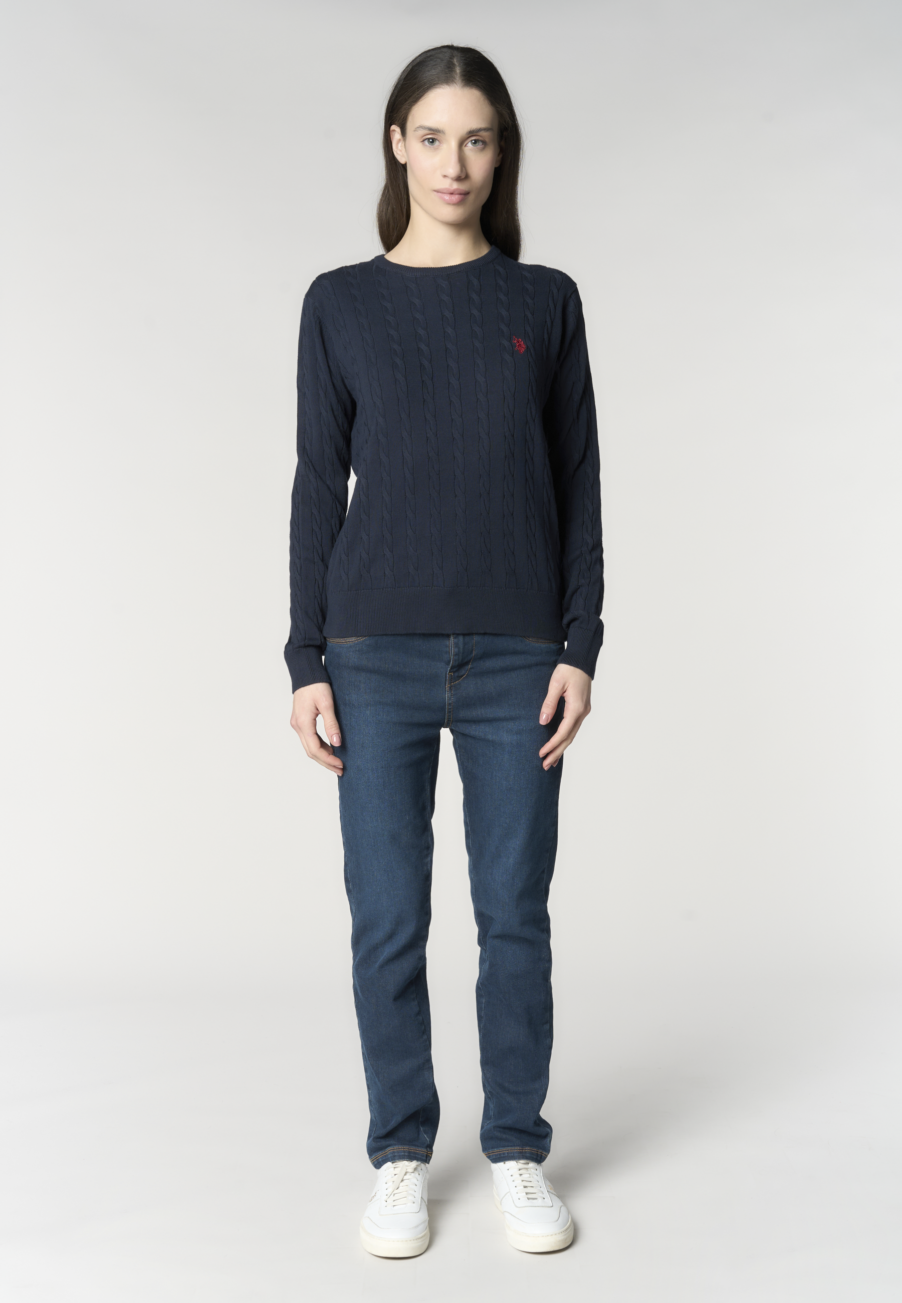 Maglia con lavorazione a treccia in cotone