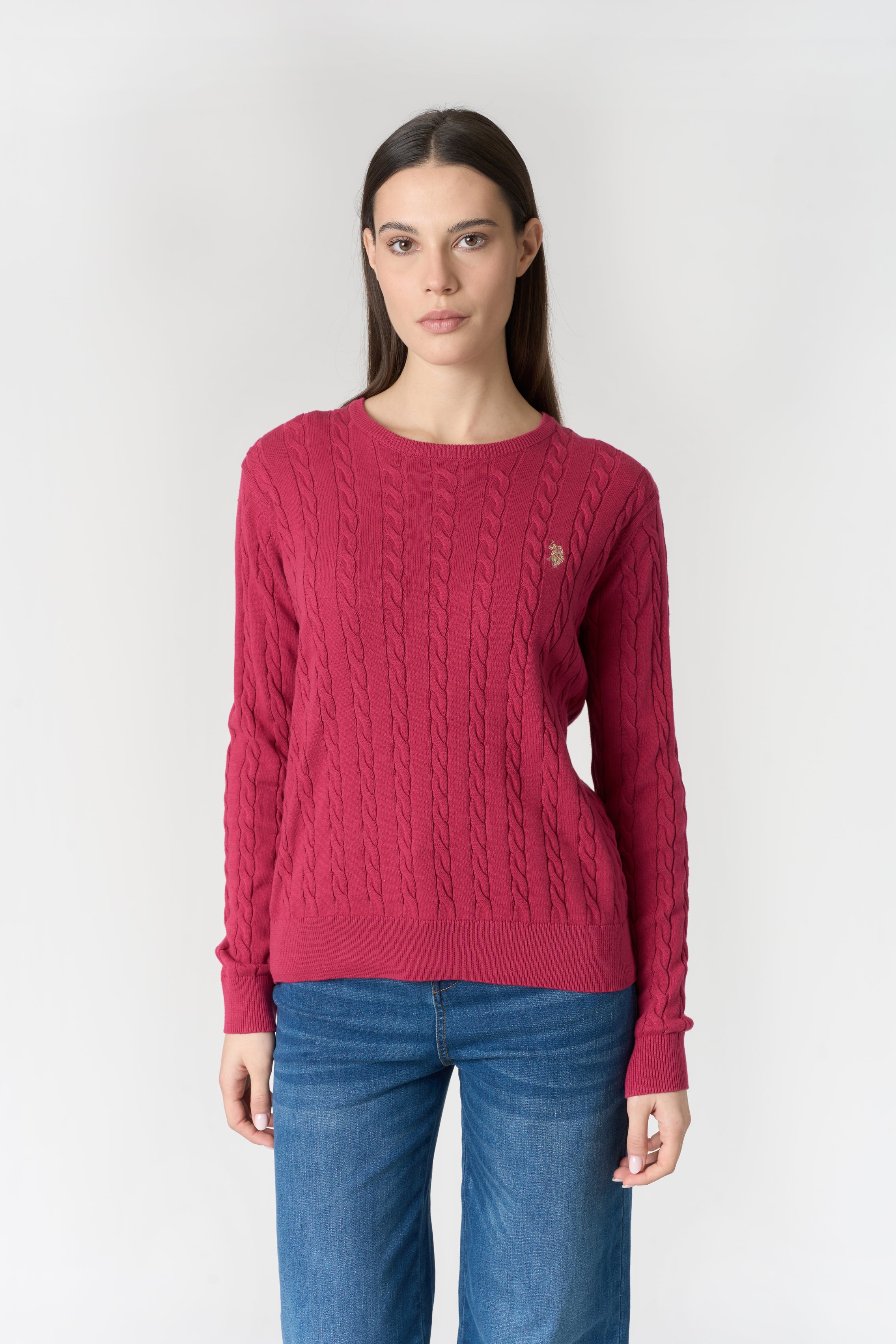 Maglia con lavorazione a treccia in cotone