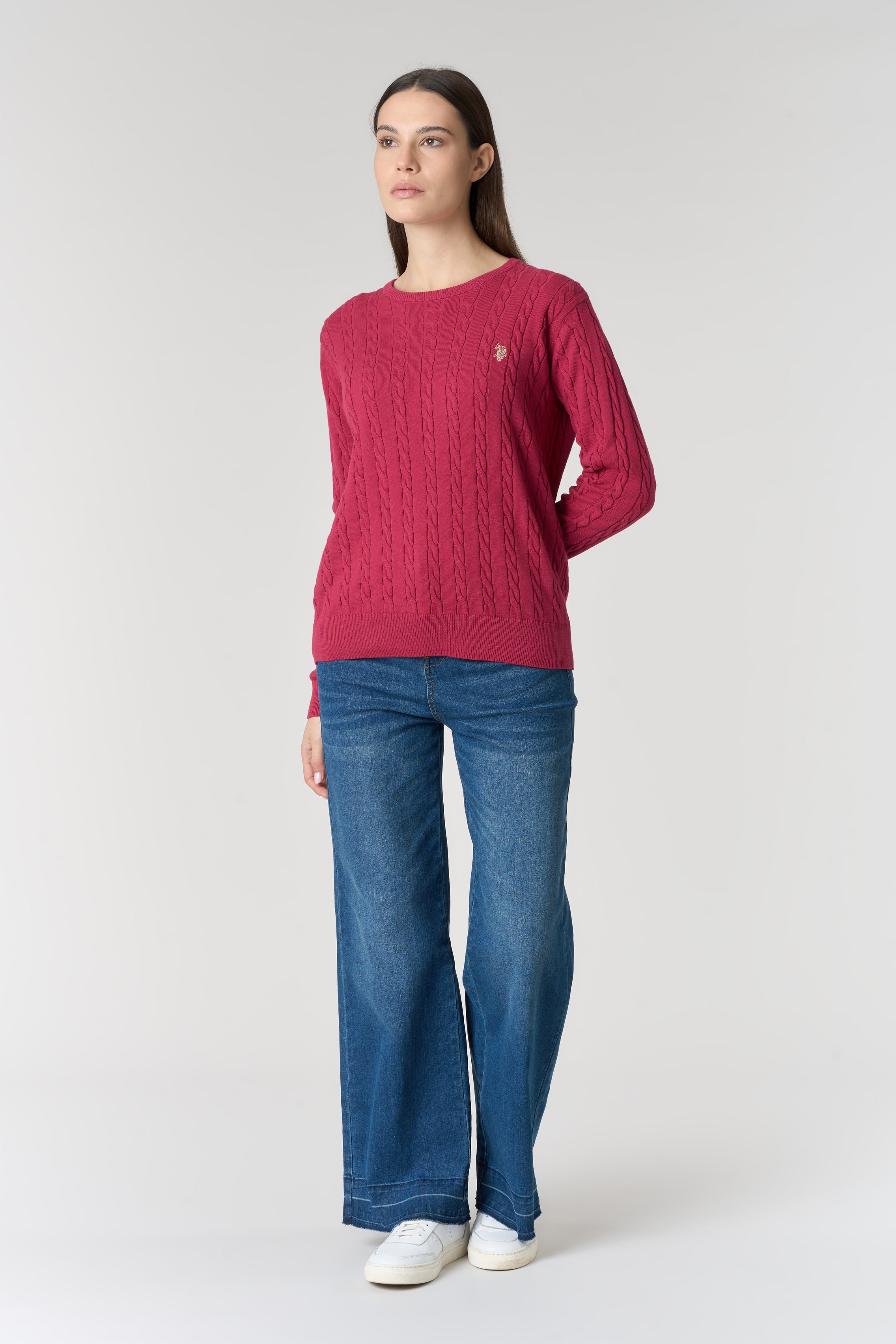 Maglia con lavorazione a treccia in cotone