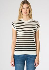 Maglia smanicata a righe con logo ricamato
