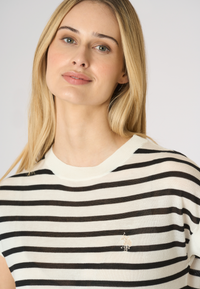 Maglia smanicata a righe con logo ricamato