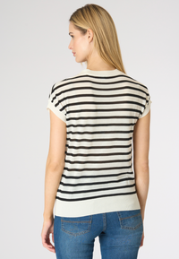 Maglia smanicata a righe con logo ricamato