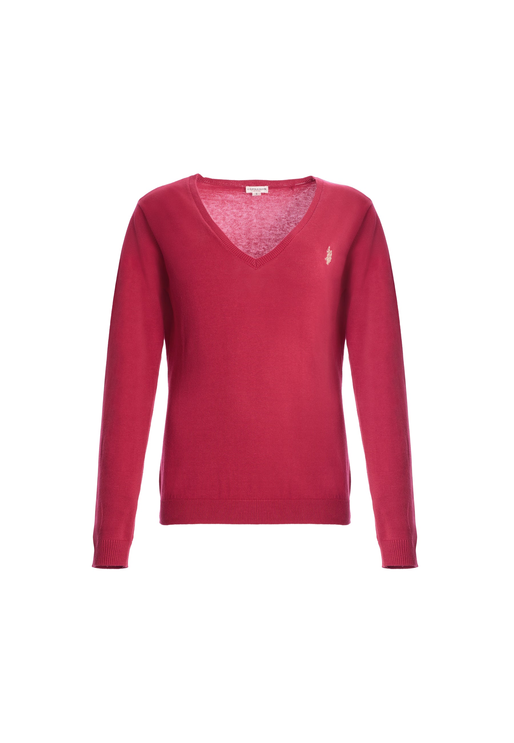 Maglia in cotone da donna con scollo a V e logo ricamato