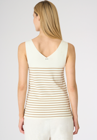Top da donna in maglia a righe con scollo a V
