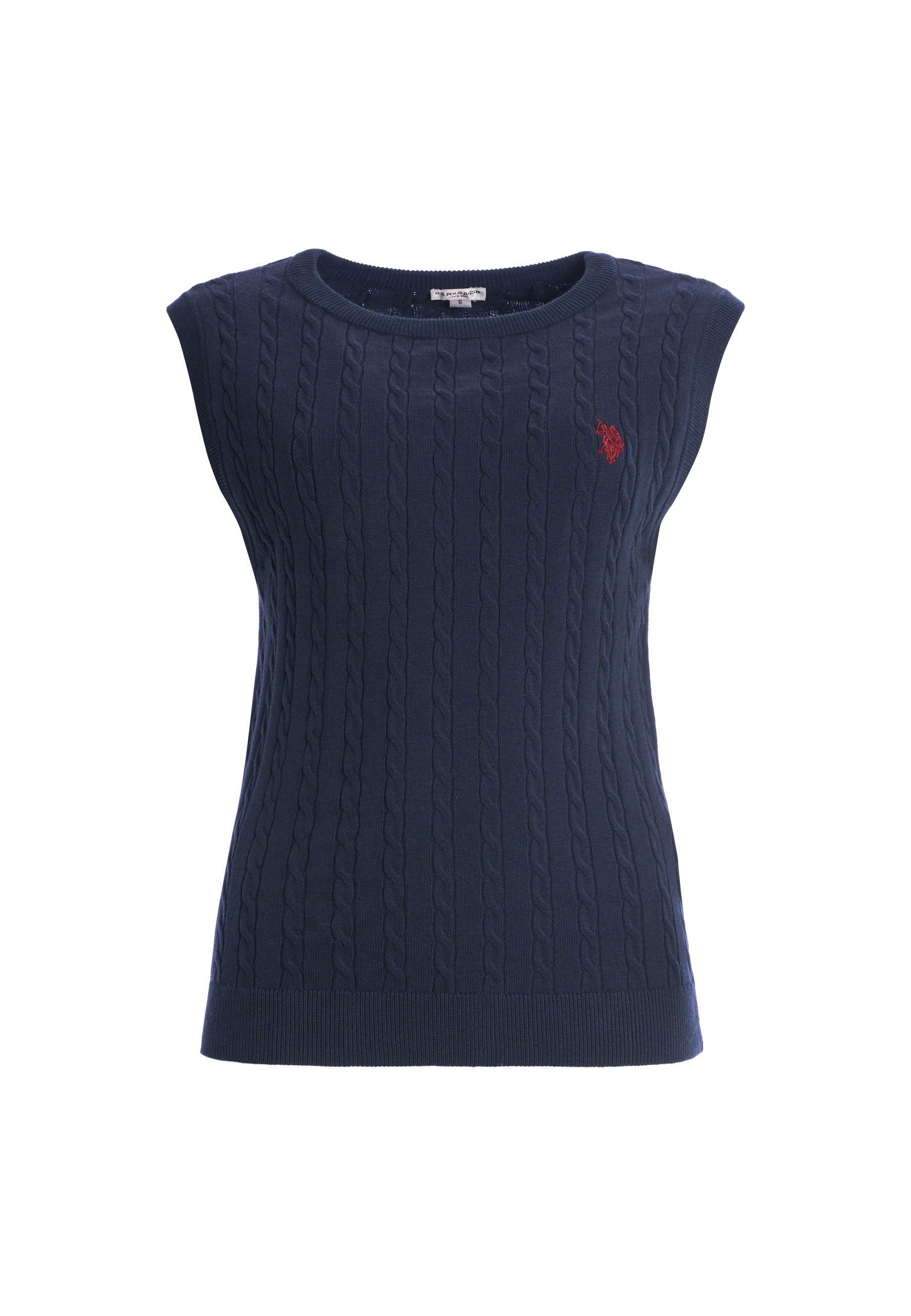Gilet da donna in maglia di cotone con lavorazione a treccia