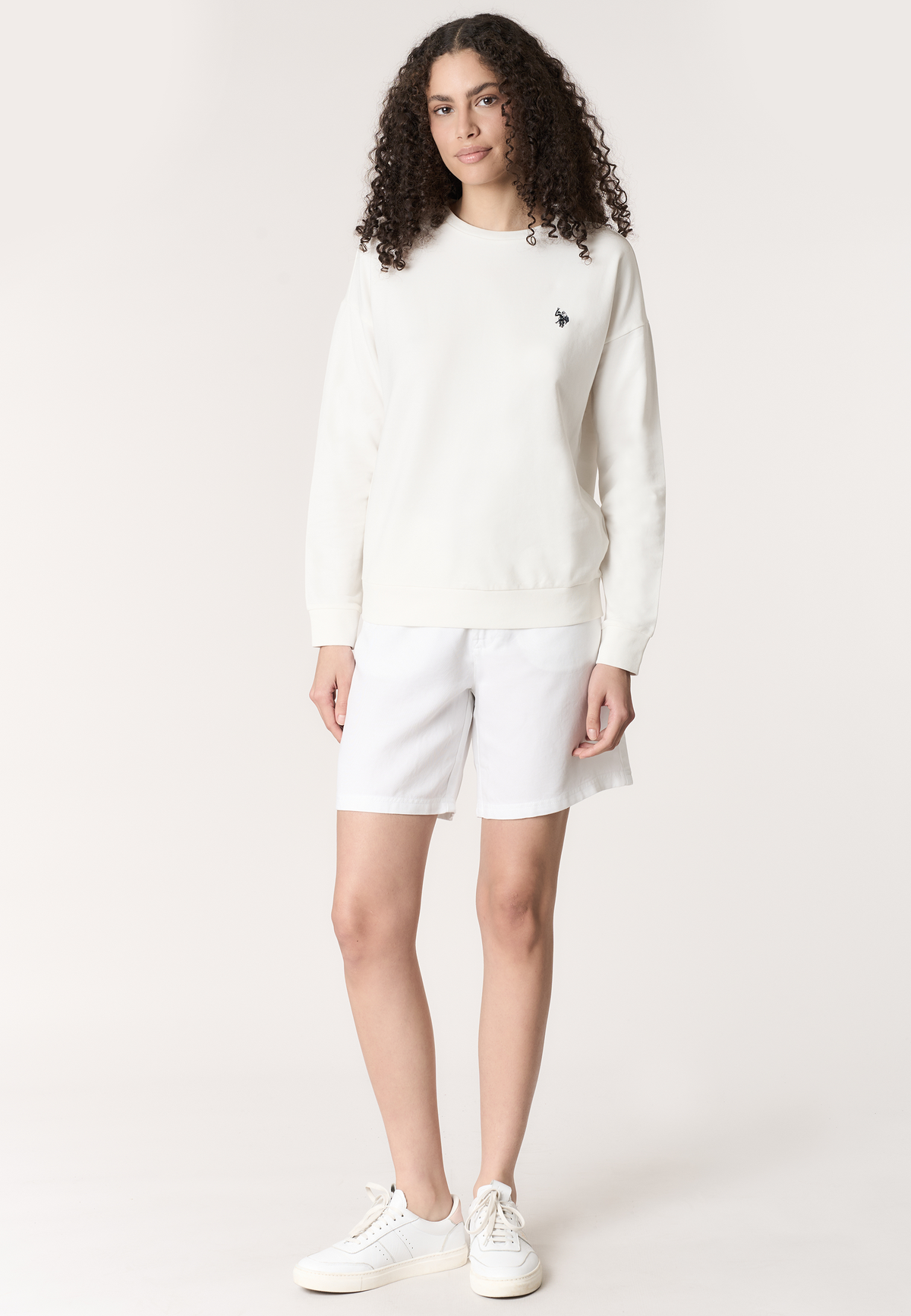 Felpa girocoll da donna in cotone con logo