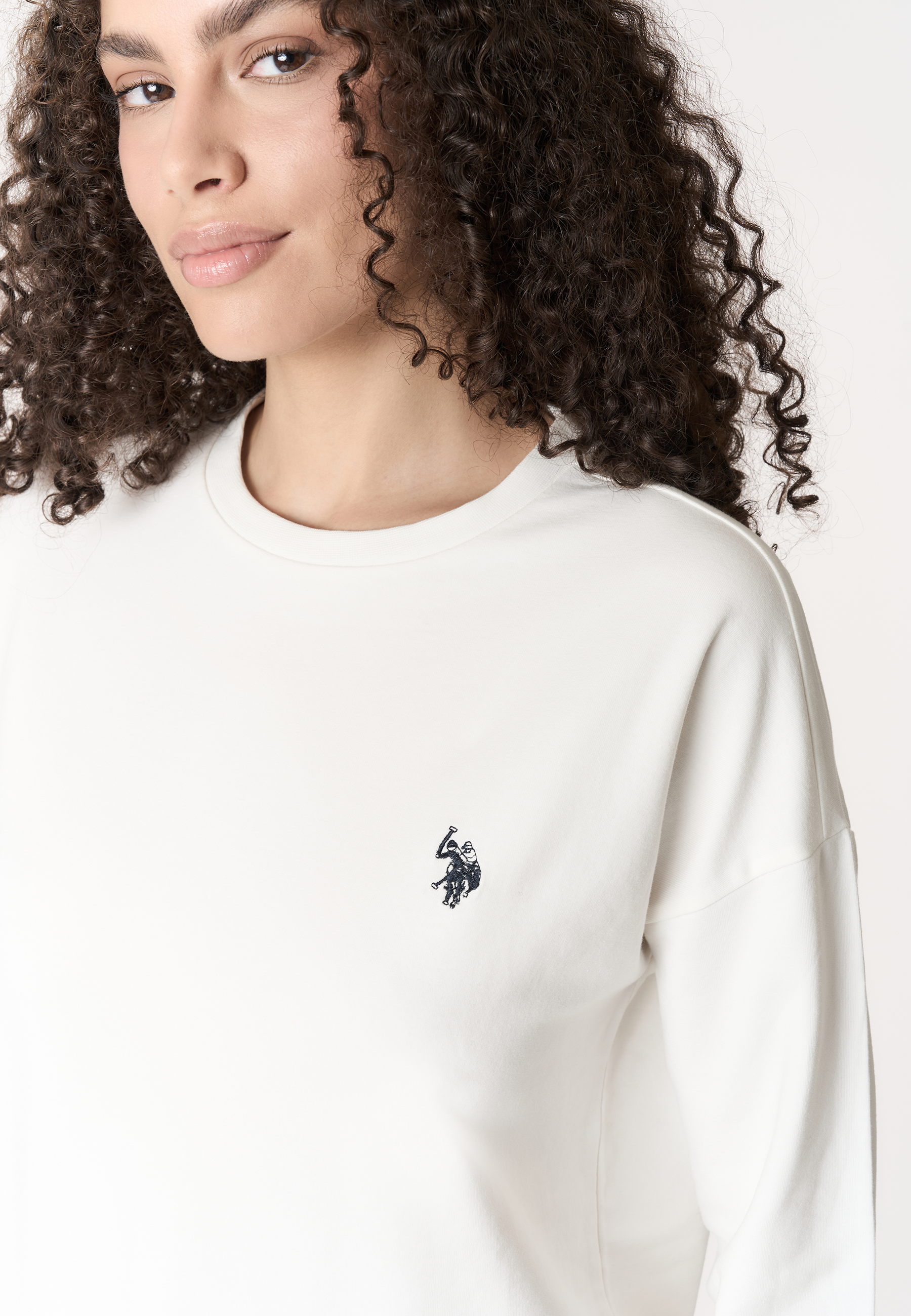 Felpa girocoll da donna in cotone con logo
