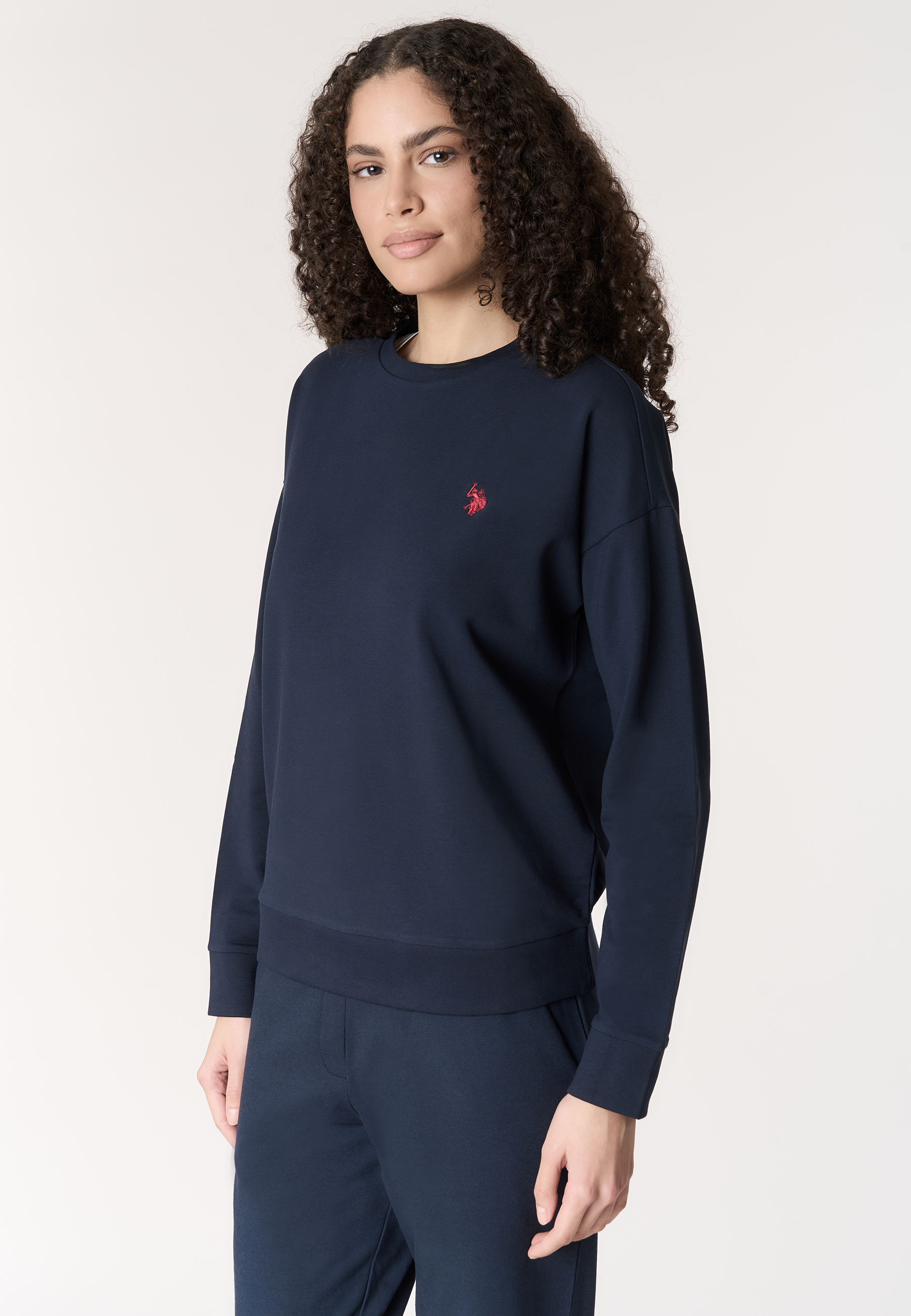 Felpa girocoll da donna in cotone con logo