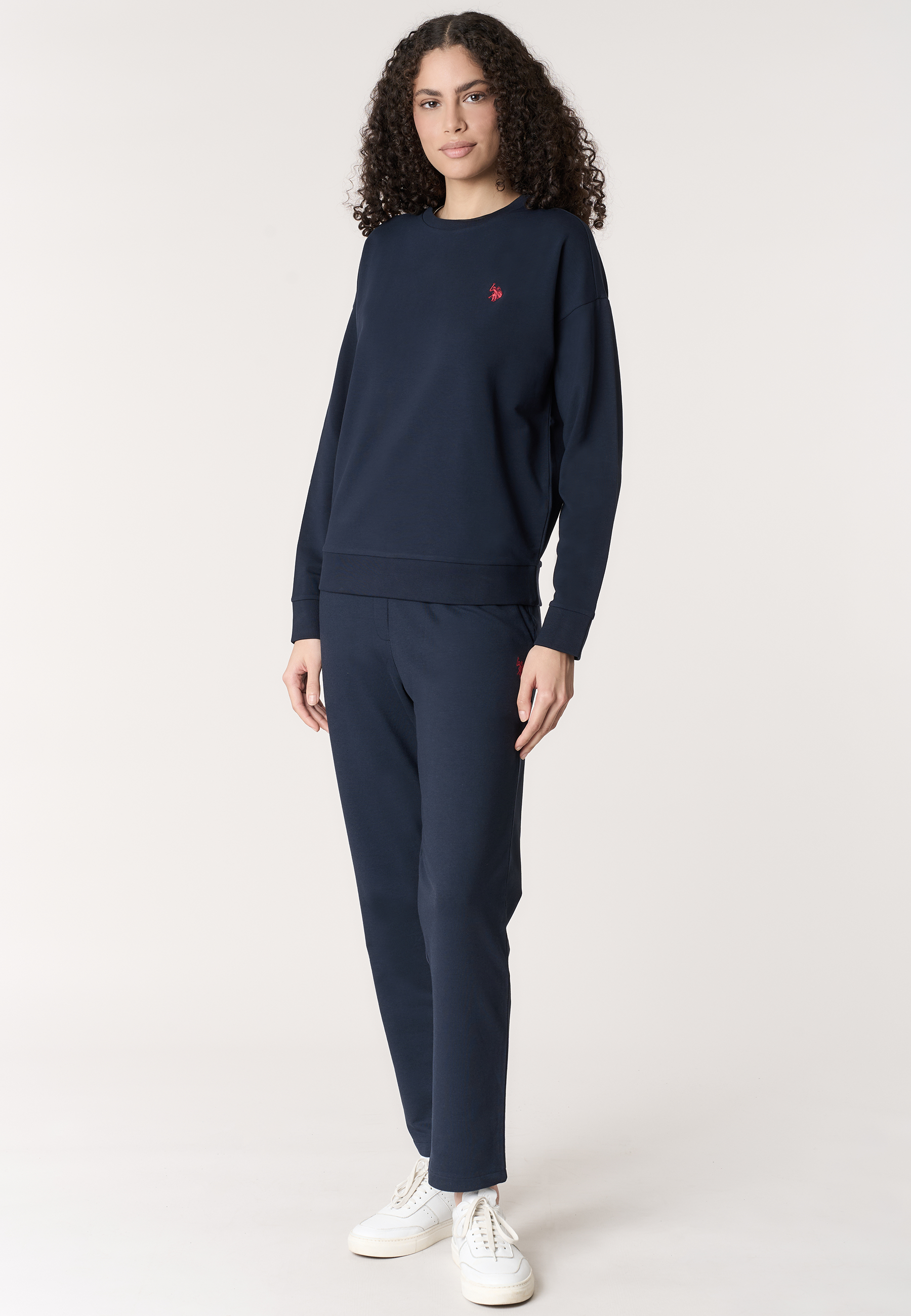 Felpa girocoll da donna in cotone con logo