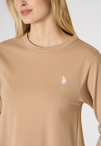 Felpa girocollo da donna in punto Milano con manica 3/4 Premium Quality