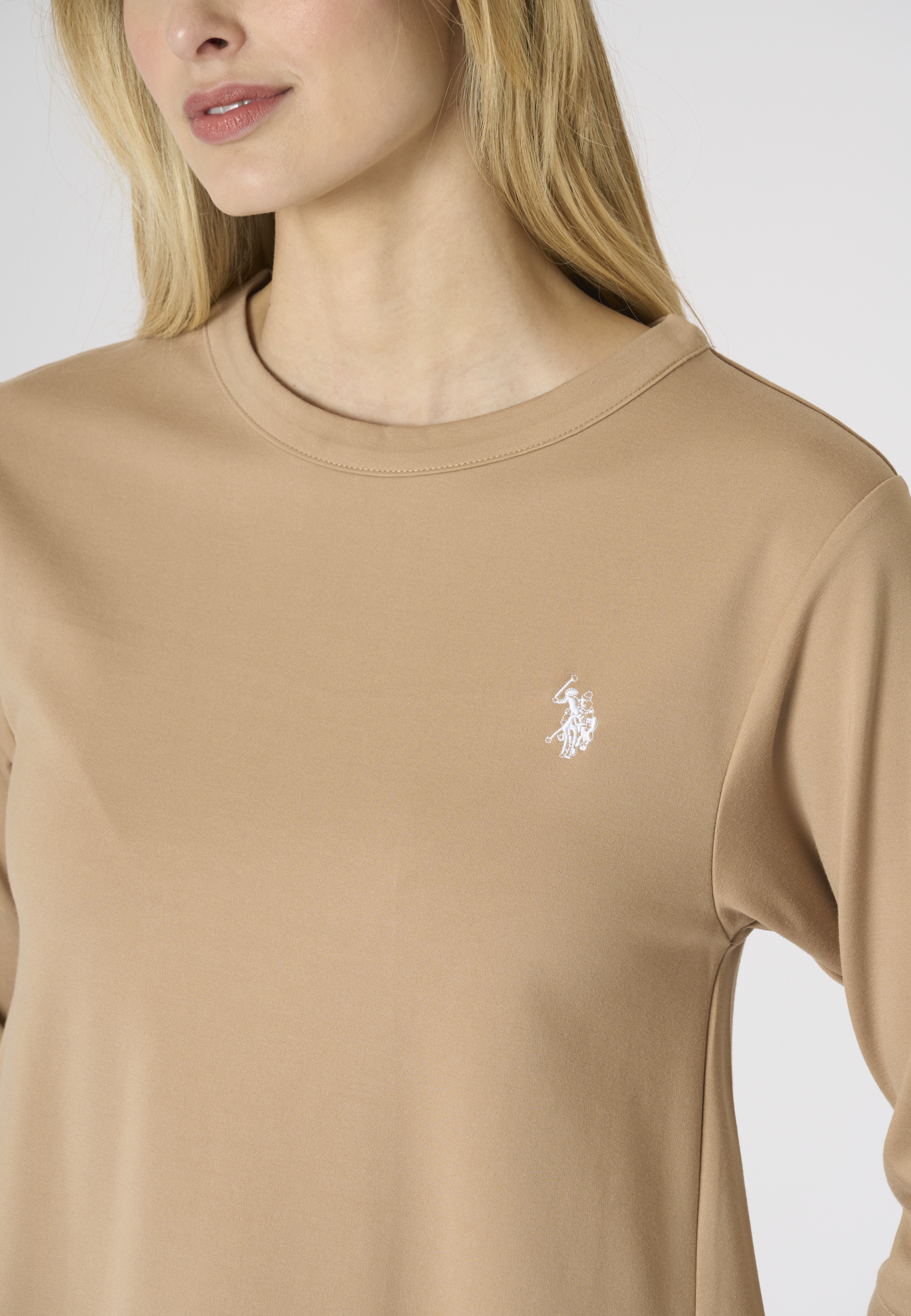 Felpa girocollo da donna in punto Milano con manica 3/4 Premium Quality