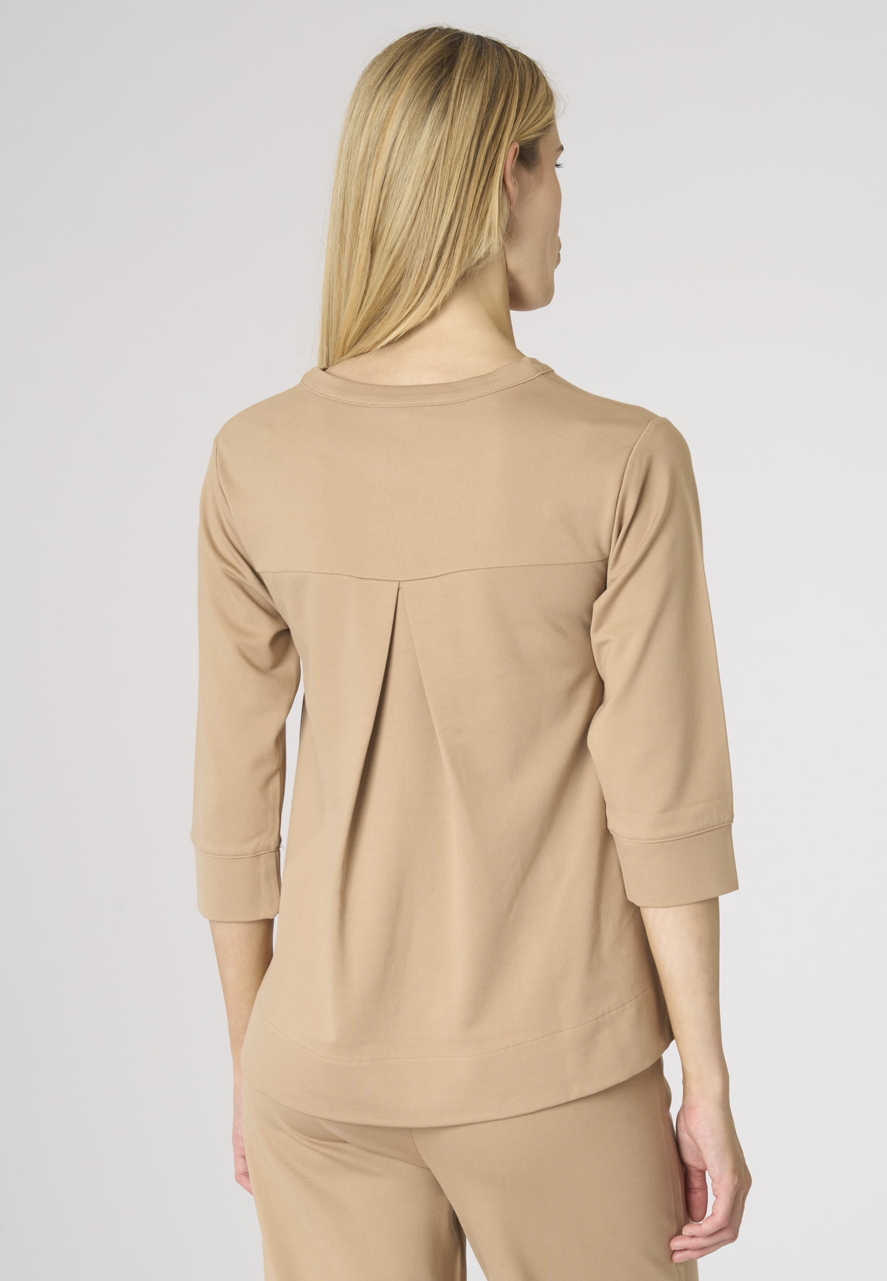 Felpa girocollo da donna in punto Milano con manica 3/4 Premium Quality