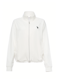 Felpa da donna con zip frontale e collo alto in cotone stretch