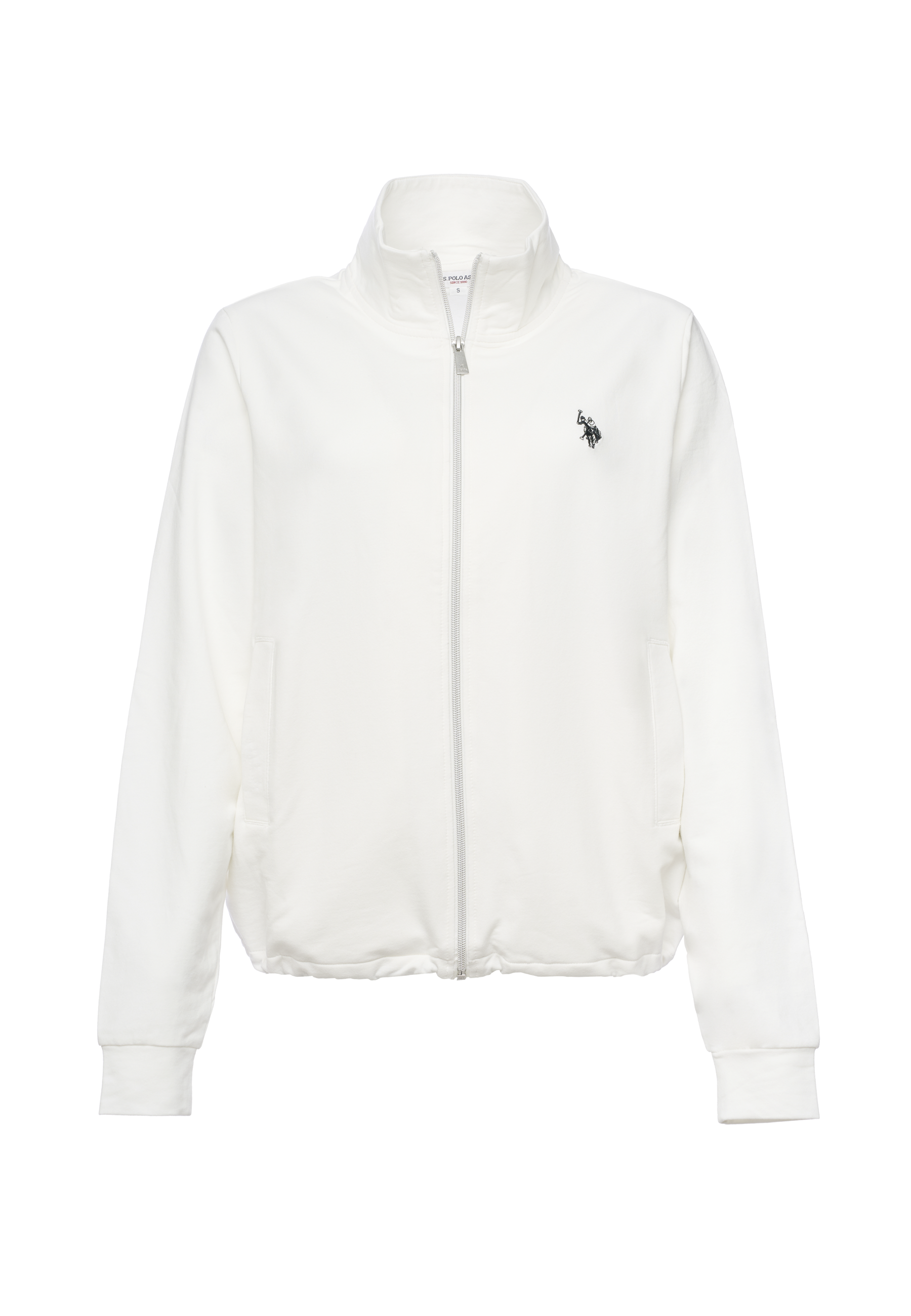 Felpa da donna con zip frontale e collo alto in cotone stretch