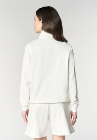 Felpa da donna con zip frontale e collo alto in cotone stretch