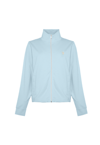 Felpa da donna con zip frontale e collo alto in cotone stretch