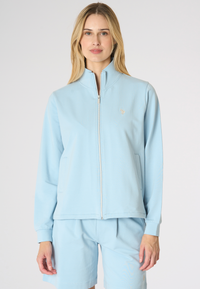 Felpa da donna con zip frontale e collo alto in cotone stretch
