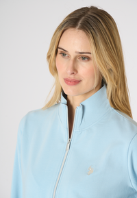 Felpa da donna con zip frontale e collo alto in cotone stretch