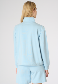 Felpa da donna con zip frontale e collo alto in cotone stretch