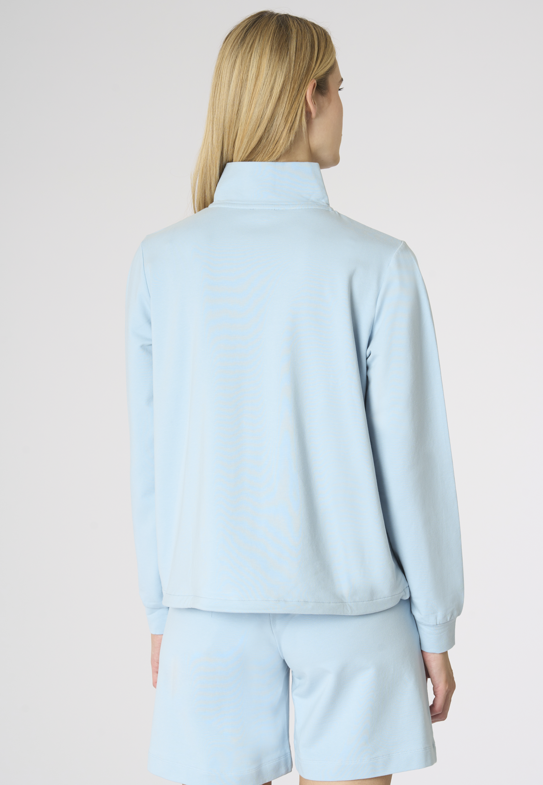Felpa da donna con zip frontale e collo alto in cotone stretch