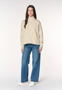 Felpa da donna con zip frontale e collo alto in cotone stretch