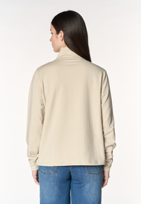 Felpa da donna con zip frontale e collo alto in cotone stretch