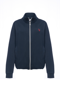 Felpa da donna con zip frontale e collo alto in cotone stretch