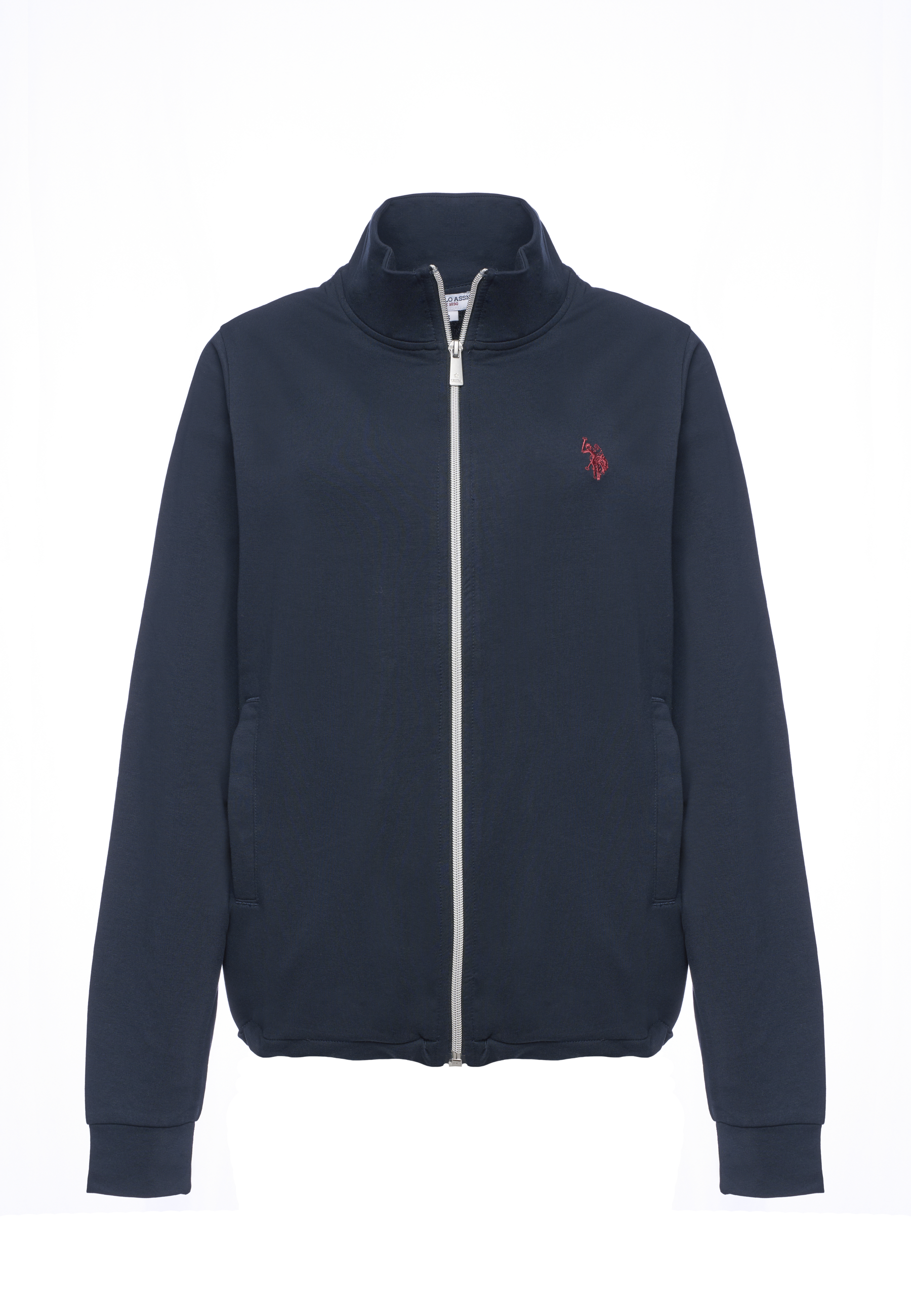 Felpa da donna con zip frontale e collo alto in cotone stretch