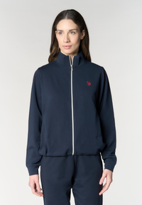 Felpa da donna con zip frontale e collo alto in cotone stretch