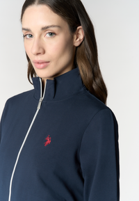Felpa da donna con zip frontale e collo alto in cotone stretch