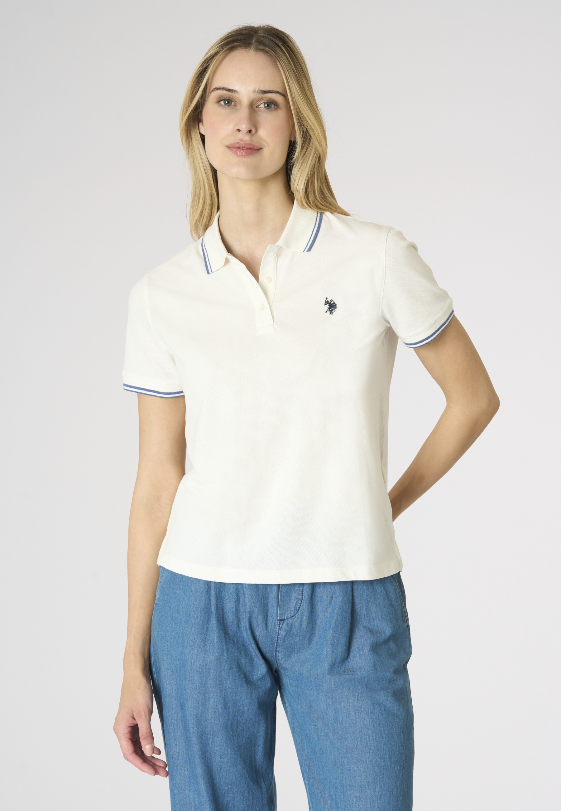 Polo shirt a maniche corte in cotone con profili a contrasto