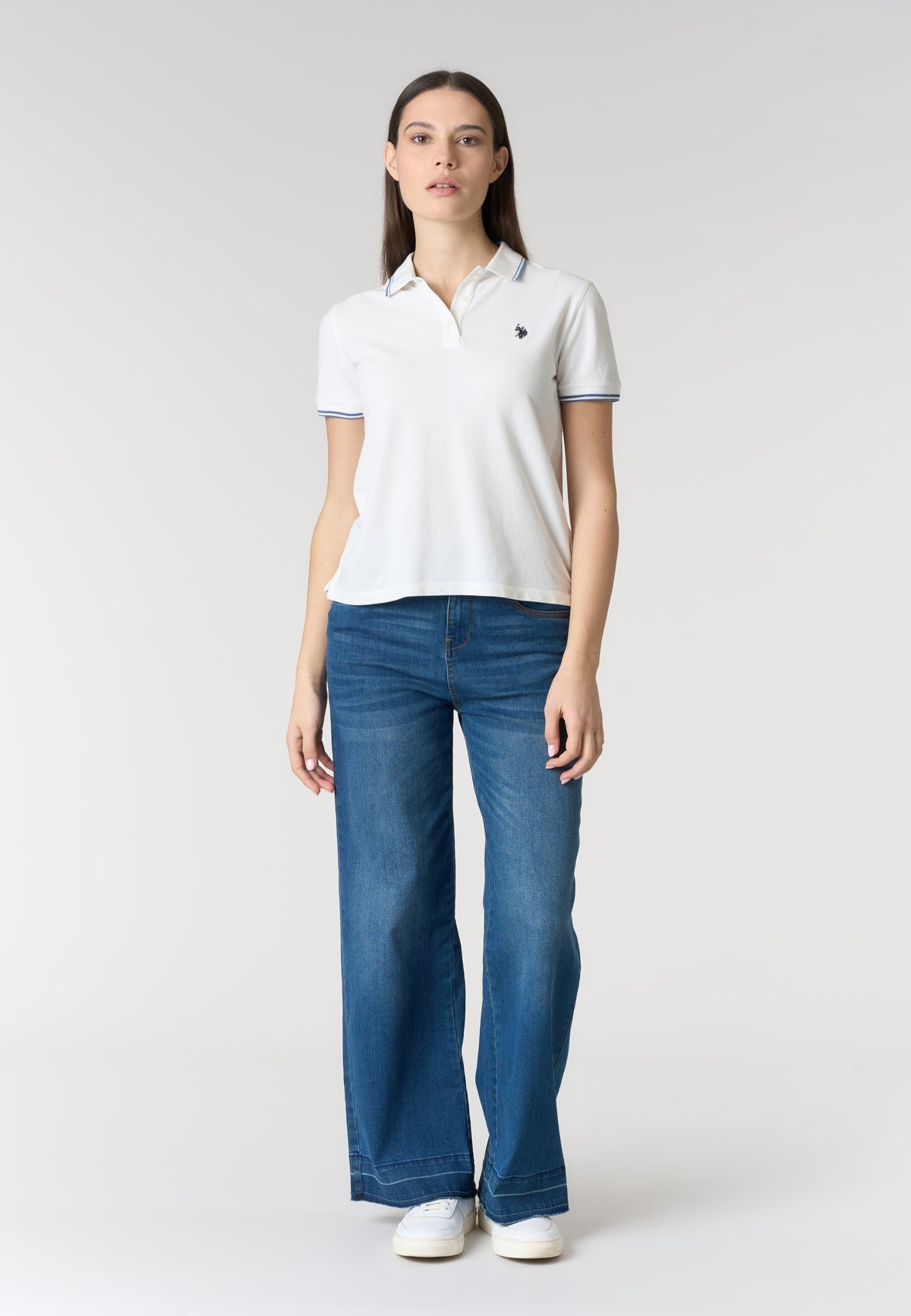 Polo shirt a maniche corte in cotone con profili a contrasto