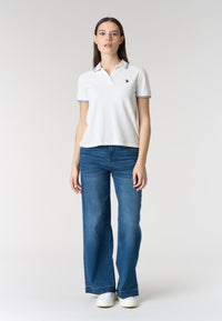 Polo shirt a maniche corte in cotone con profili a contrasto