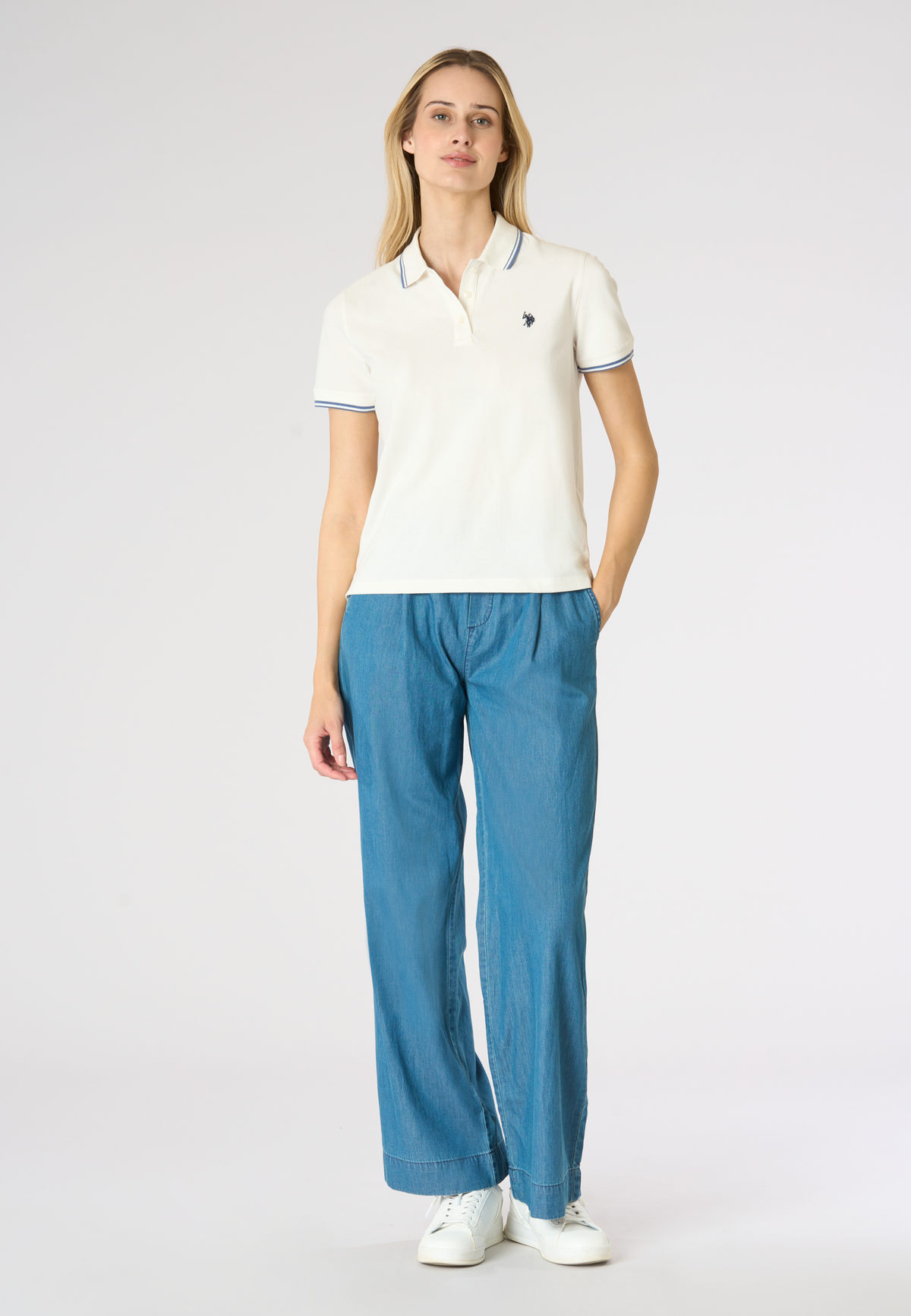 Polo shirt a maniche corte in cotone con profili a contrasto